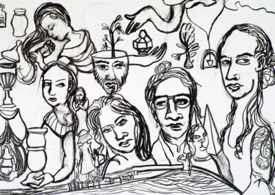 Debbie Lee, Mary Magdalene's Jar, charcoal on paper, 38cm x 56cm, 2021