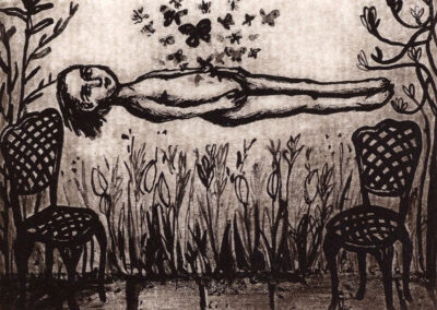 Levitation with Butterflies, solar etching, 12cm x 9cm, 2021